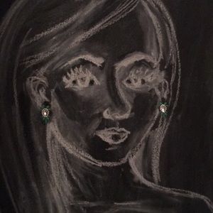 Green & Rhinestone Earrings